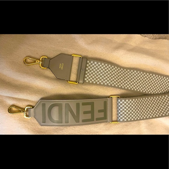 Fendi Strap You, Gingham Woven Adjustable Shoulder Strap - Picture 1 of 7